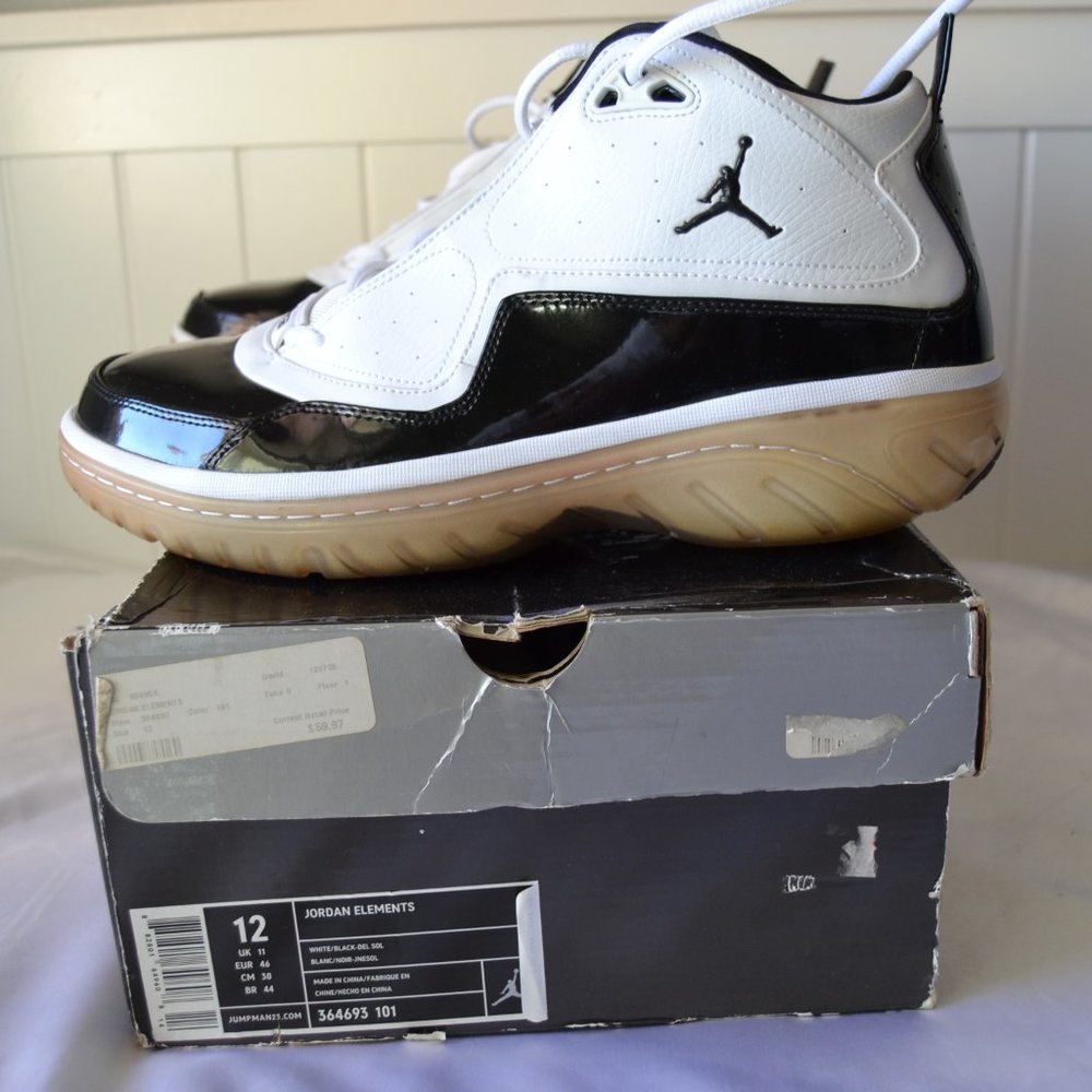 2008 VINTAGE JORDAN ELEMENTS BLACK - NEW IN A BOX- SIZE 12- $208